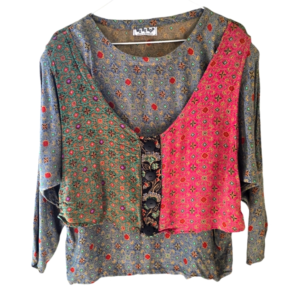 Colorful Women's Blouse with Floral Patterns
